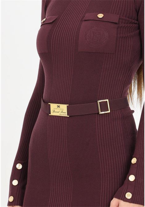 Abito midi bordeaux da donna con cintura ELISABETTA FRANCHI | AM25B46E2CG3